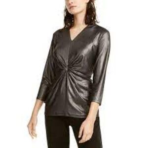 Alfani Metallic Twist Front Blouse